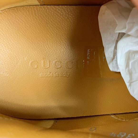 GUCCI GG Denim Monogram Cognac Calfskin Leather Sneakers 38.5 - Picture 13 of 15